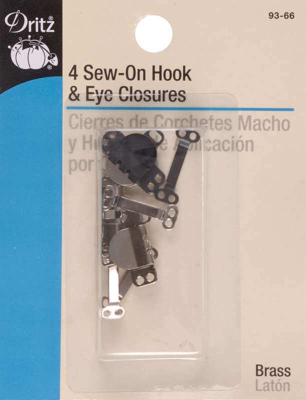 Sew-On Hooks & Eyes 5/8" 4/Pkg Black & Nickel