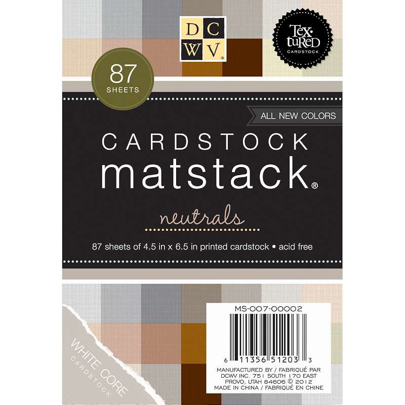 DCWV Mat Stack 4.5"X6.5" 87/Pkg Neutrals, White Core, 29 Colors/3 Each