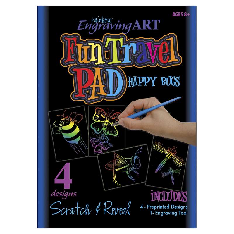 Rainbow Foil Engraving Art Fun Travel Pads Happy Bugs