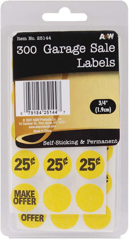 Labels Garage Sale .75" 300/Pkg