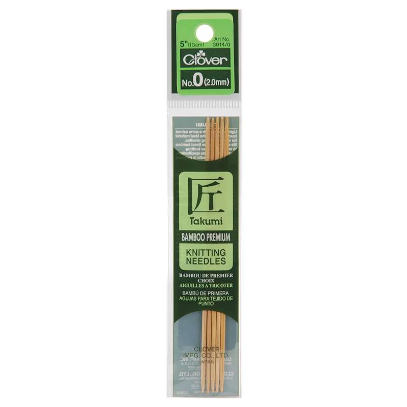 Takumi Bamboo Double Point Knitting Needles 5" 5/Pkg Size 0/2mm