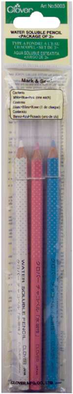 Water-Soluble Pencils White, Pink & Blue 3/Pkg