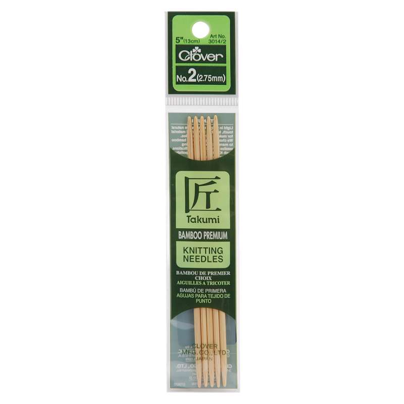 Takumi Bamboo Double Point Knitting Needles 5" 5/Pkg Size 2/2.75mm