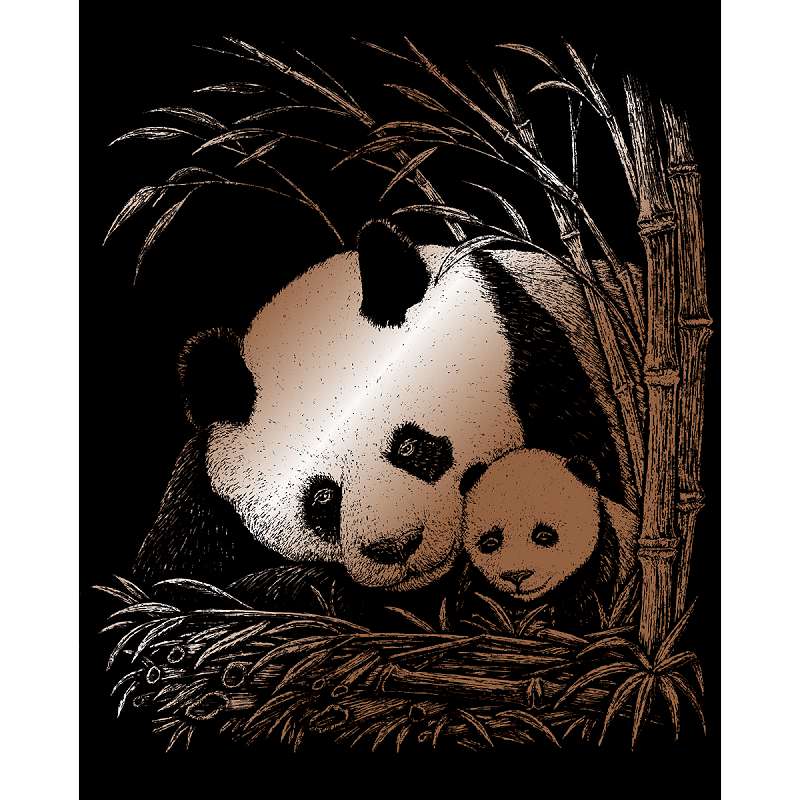 Copper Foil Engraving Art Kit 8"X10" Panda & Baby