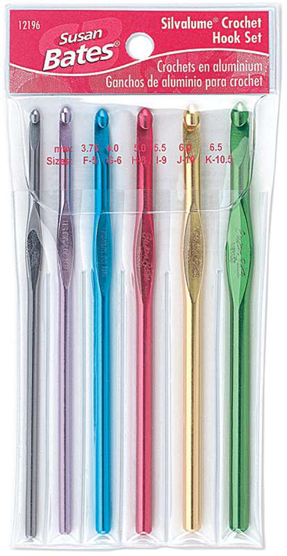 Silvalume Aluminum Crochet Hook Set Sizes F5 To K10.5