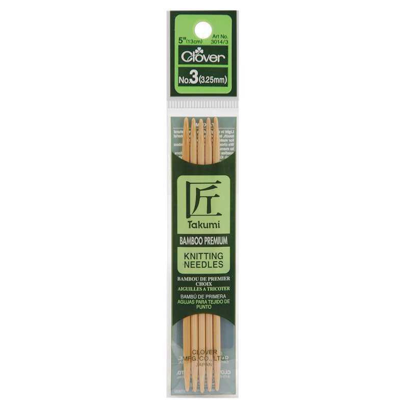 Takumi Bamboo Double Point Knitting Needles 5" 5/Pkg Size 3/3.25mm