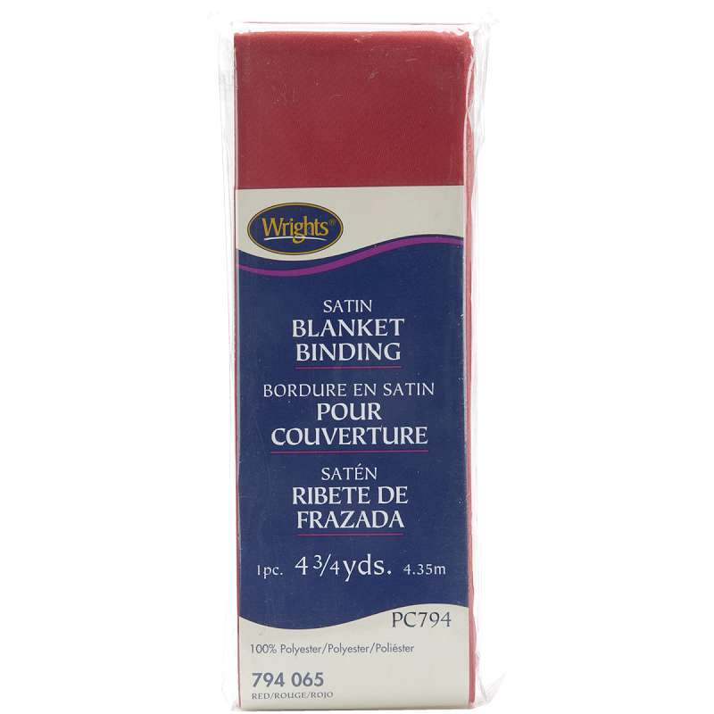 Single Fold Satin Blanket Binding 2"X4-3/4yd Red