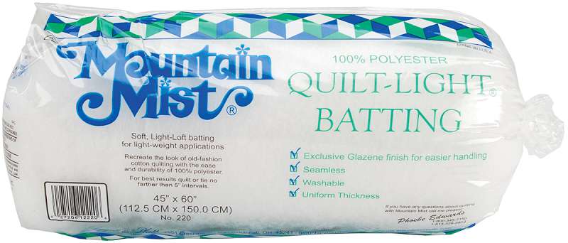 Quilt-Light Polyester Batting Crib/Craft Size 45"X60" FOB: MI