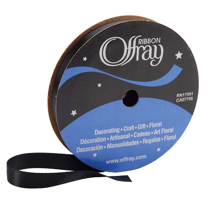 Single Face Satin Ribbon 3/8"X18' Black