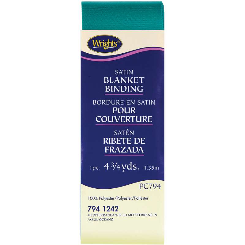 Single Fold Satin Blanket Binding 2"X4-3/4yd Mediterranean