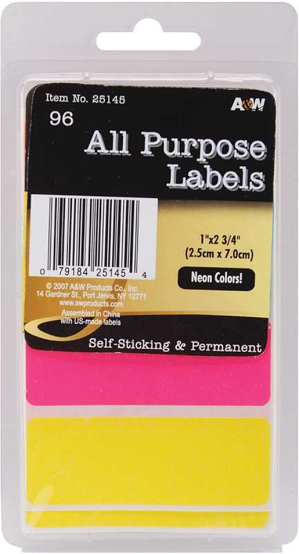 Labels Neon All-Purpose 1"X2.75" 96/Pkg