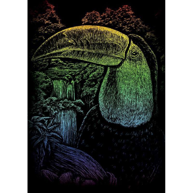Rainbow Foil Engraving Art Mini Kit 5"X7" Jungle Toucan