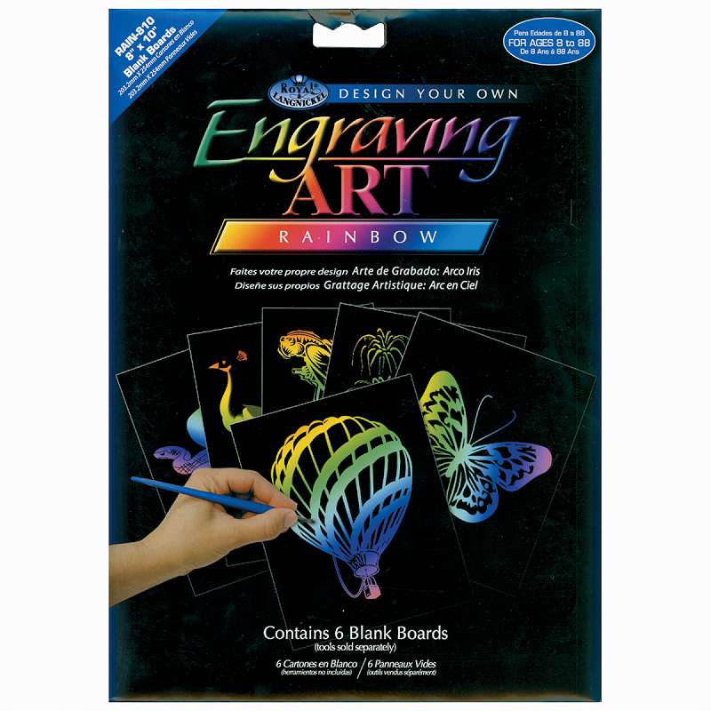Foil Engraving Art Blank Boards 8"X10" 6/Pkg Rainbow