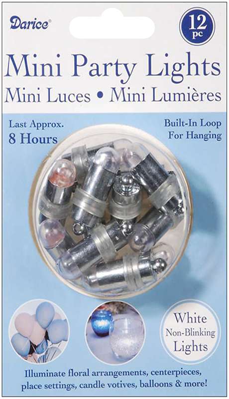 Non-Blinking Mini Party Lites 12/Pkg White