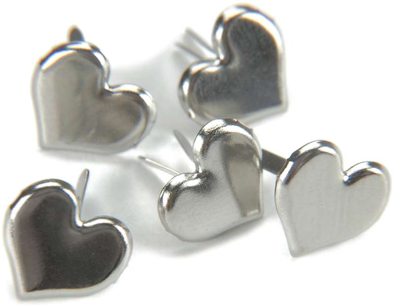 Metal Paper Fasteners 50/Pkg Hearts - Silver