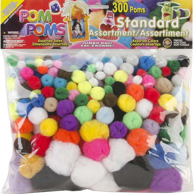 Pom-Poms Assorted 300/Pkg Standard