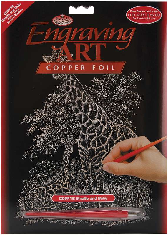 Copper Foil Engraving Art Kit 8"X10" Giraffe & Baby