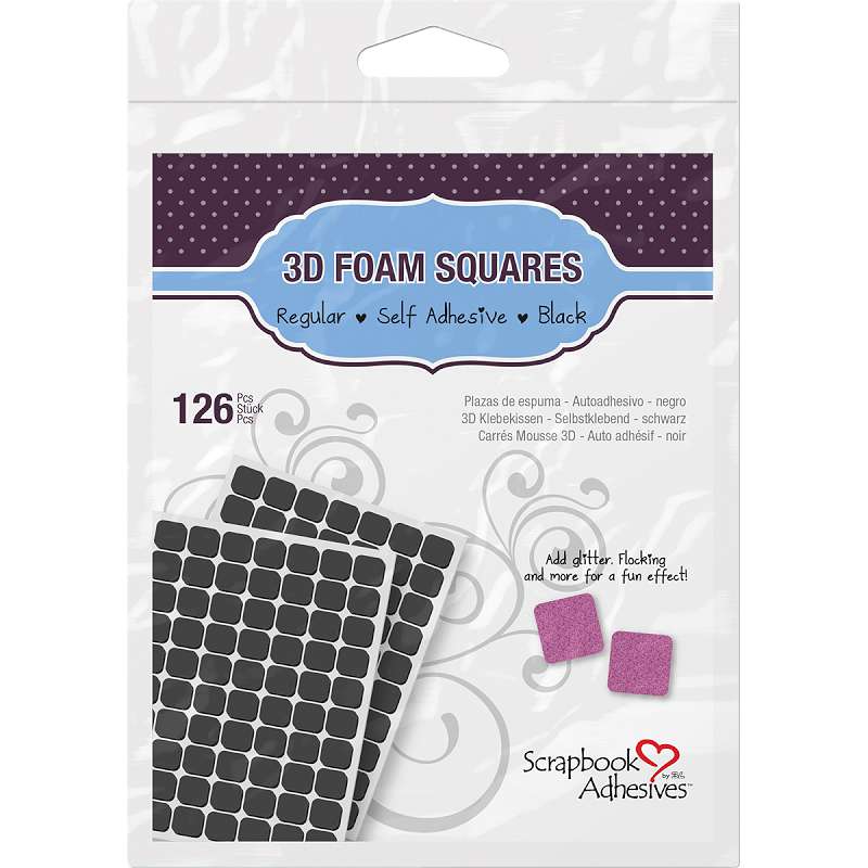 Scrapbook Adhesives 3D Self-Adhesive Foam Squares 126/Pkg Black, .5"X.5"
