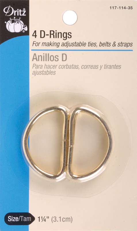 Metal "D" Rings 1-1/4" 4/Pkg Gilt