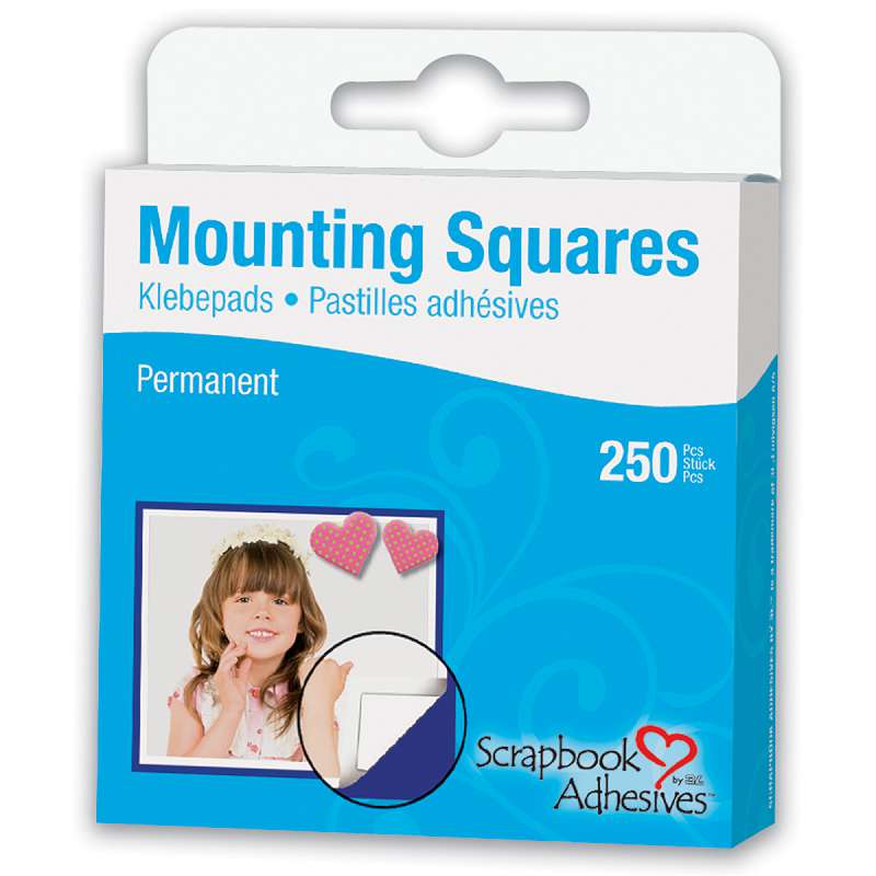 Scrapbook Adhesives Mounting Squares 250/Pkg Permanent, White, .5"X.5"