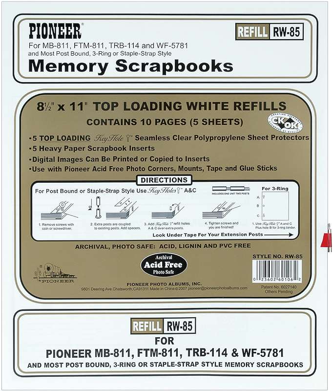 Pioneer Universal Top-Loading Page Protectors 5/Pkg 8.5"X11" (W/White Inserts)