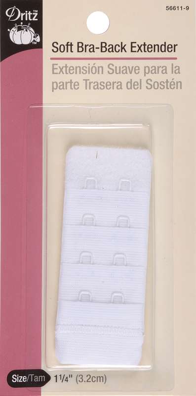 Bra Back Extender 1-1/4" Wide White 2 Hooks