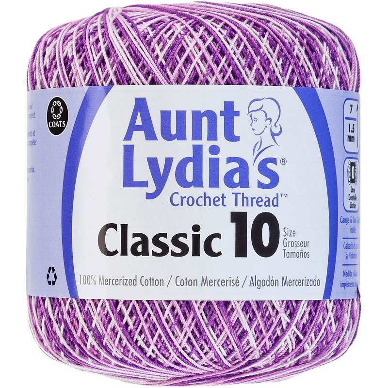 Aunt Lydia's Classic Crochet Thread Size 10 Shades Of Purple