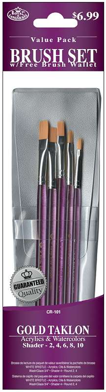 Gold Taklon Value Pack Brush Set 5/Pkg