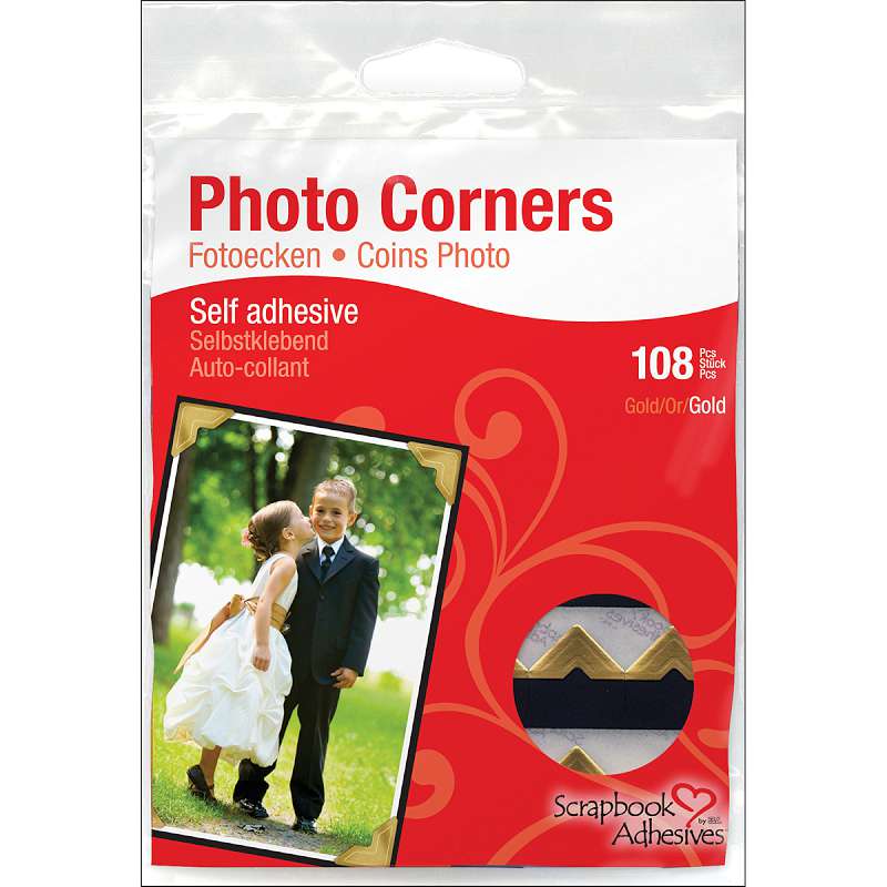 Scrapbook Adhesives Paper Photo Corners Self-Adhesive 108/Pk .5" Gold