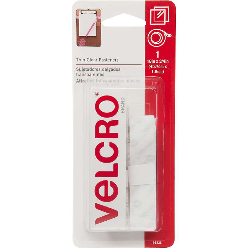 VELCRO(R) Brand Thin Fasteners Tape 3/4"X18" Clear