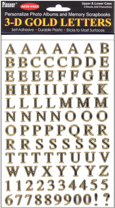 3D Gold Letter Stickers Uppercase & Lowercase