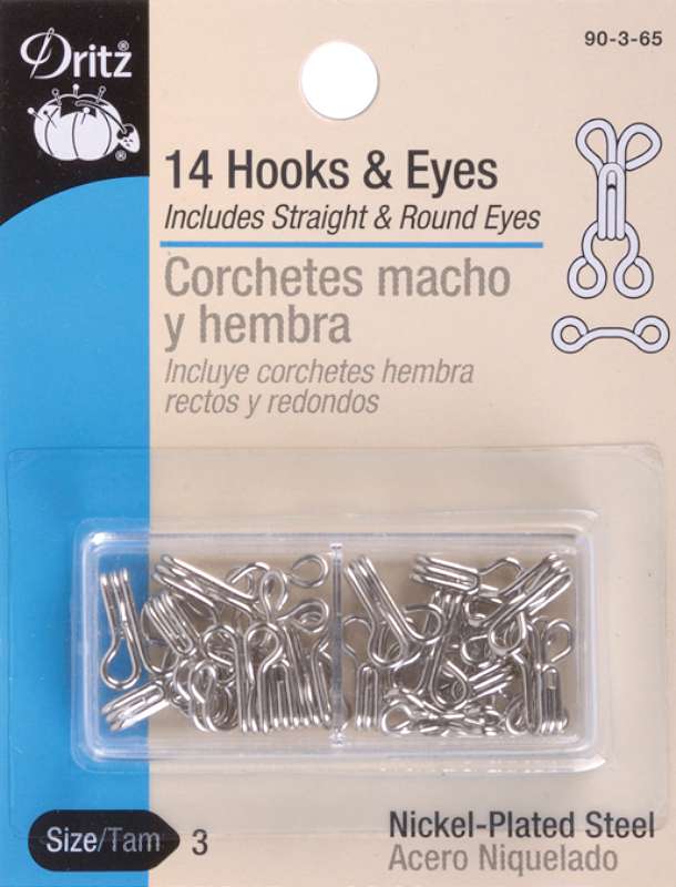 Hooks & Eyes Size 3 14/Pkg Nickel