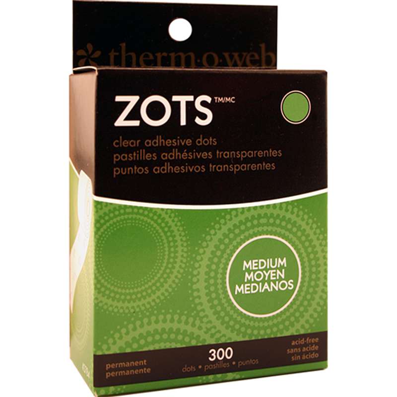 Zots Clear Adhesive Dots Medium 3/8"X1/64" Thick 300/Pkg