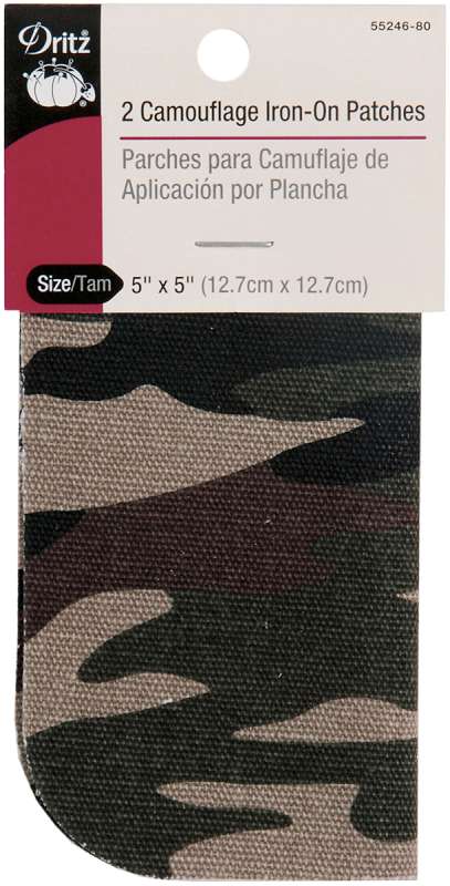Iron-On Camouflage Patches 5"X5" 2/Pkg Green