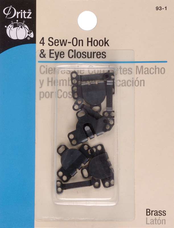 Sew-On Hooks & Eyes 5/8" 4/Pkg Black