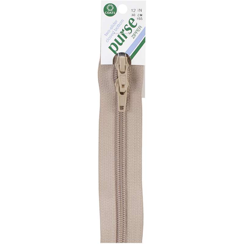 Purse Double Slider Zipper 12" Dogwood
