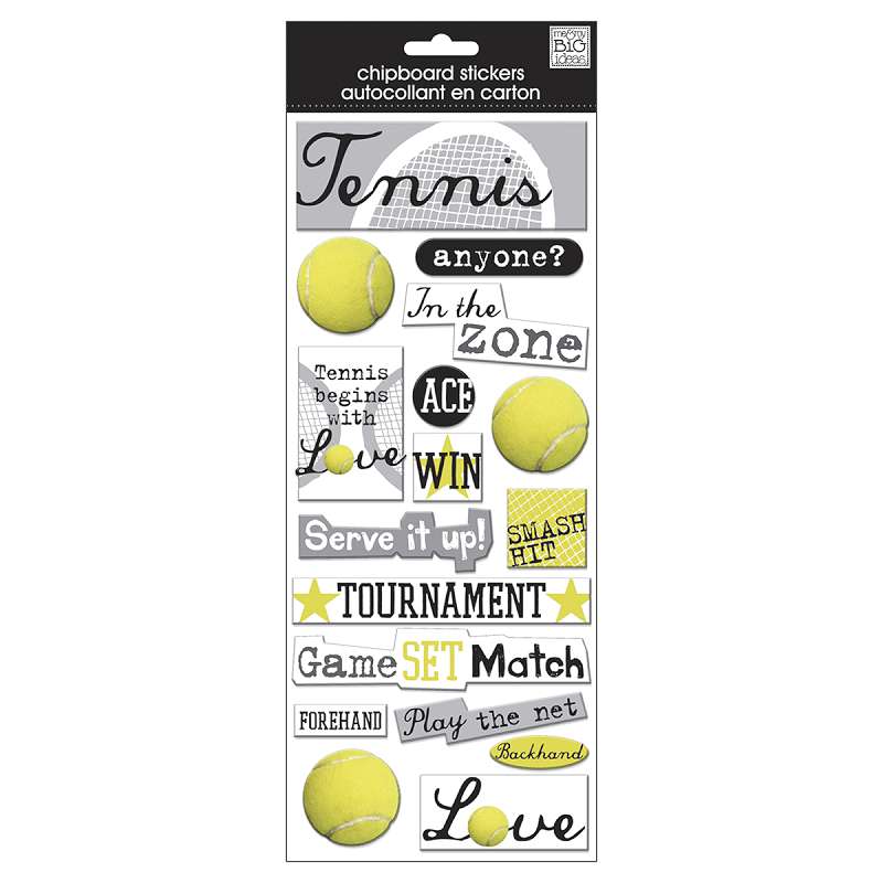Designer Chipboard Stickers Tennis