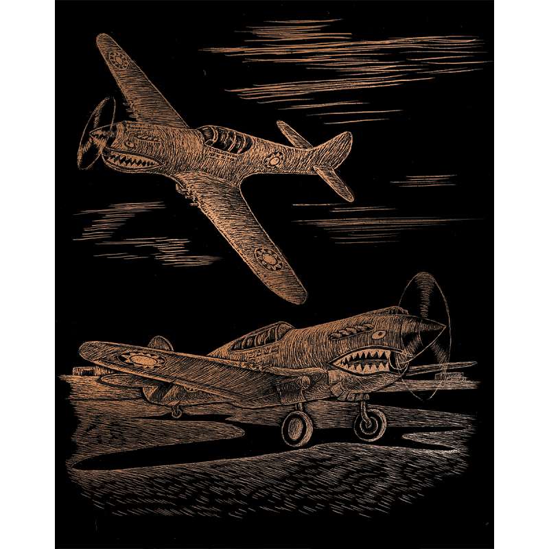 Copper Foil Engraving Art Kit 8"X10" WWII Fighter