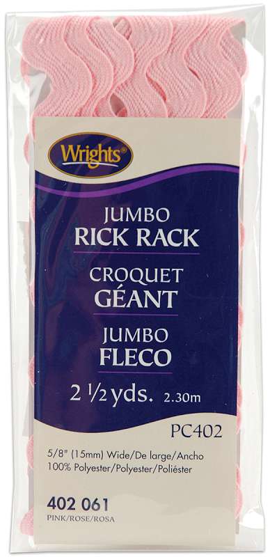 Jumbo Rickrack 5/8"X2-1/2yd Pink