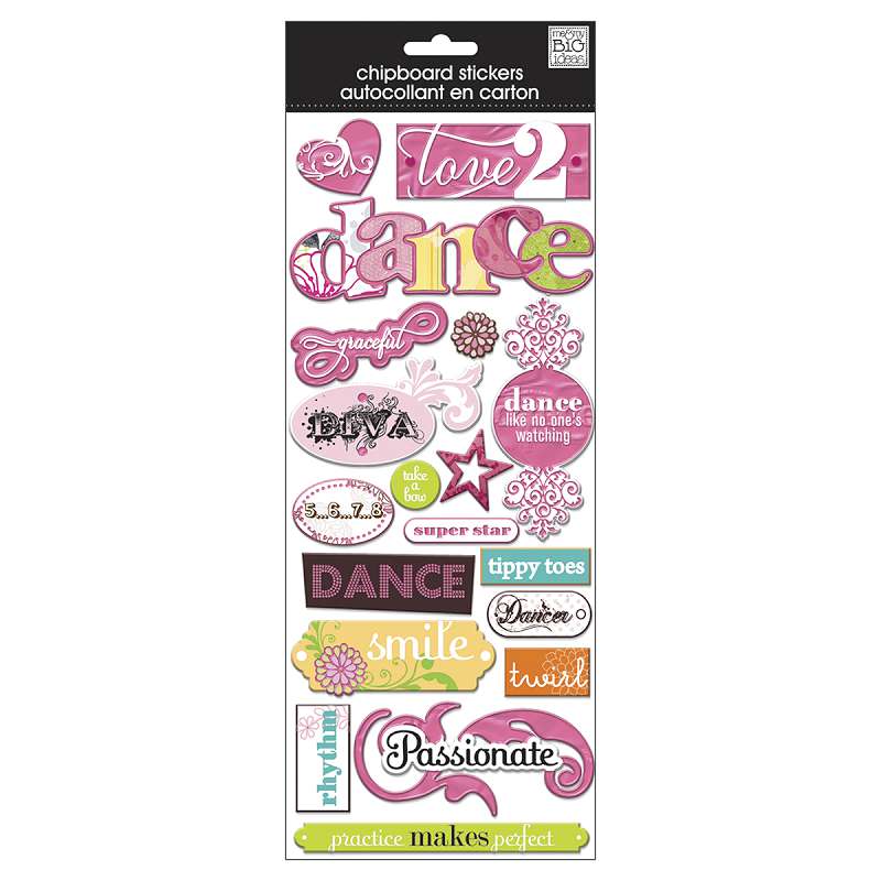 Designer Chipboard Stickers Dance - Foil