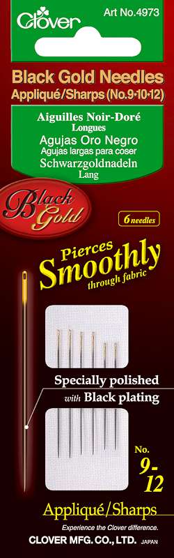 Black Gold Applique/Sharps Needles Size 9/12 6/Pkg