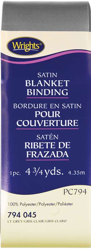 Single Fold Satin Blanket Binding 2"X4-3/4yd Light Gray