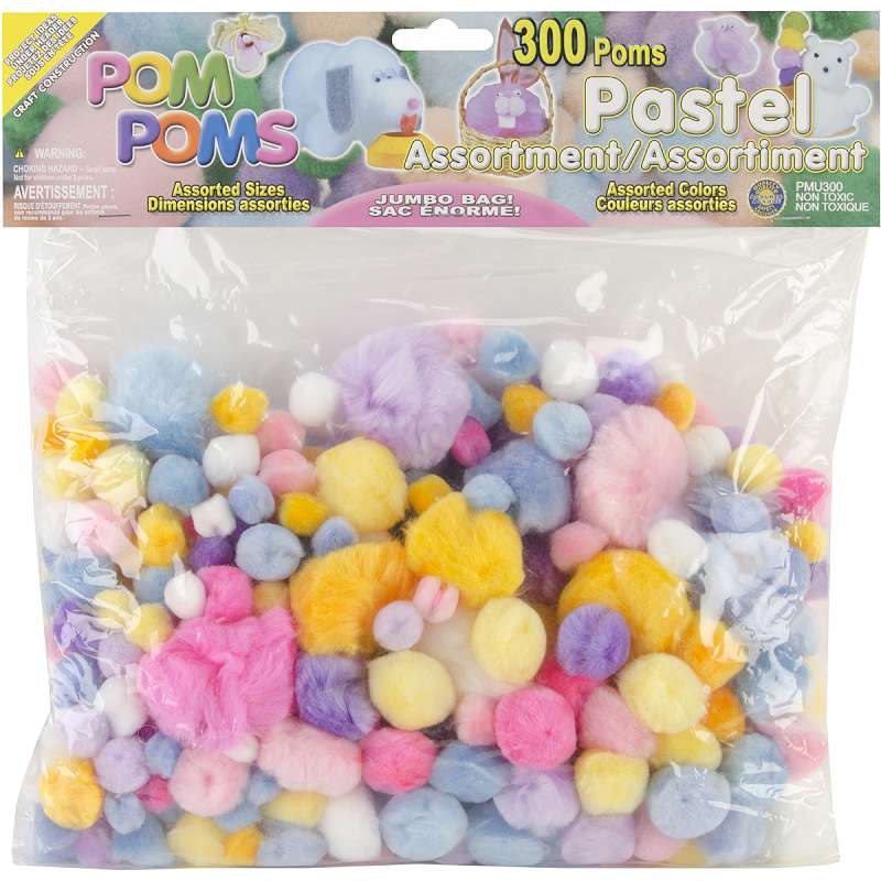 Pom-Poms Assorted 300/Pkg Pastel