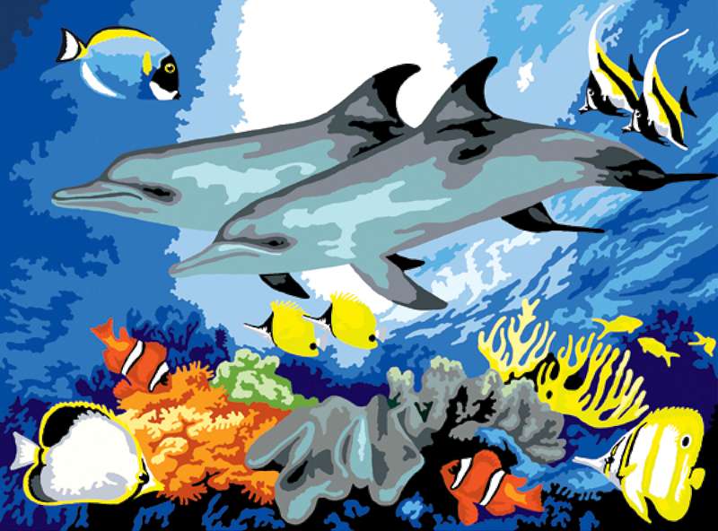 Junior Large Paint By Number Kit 15.25"X11.25" Dolphins