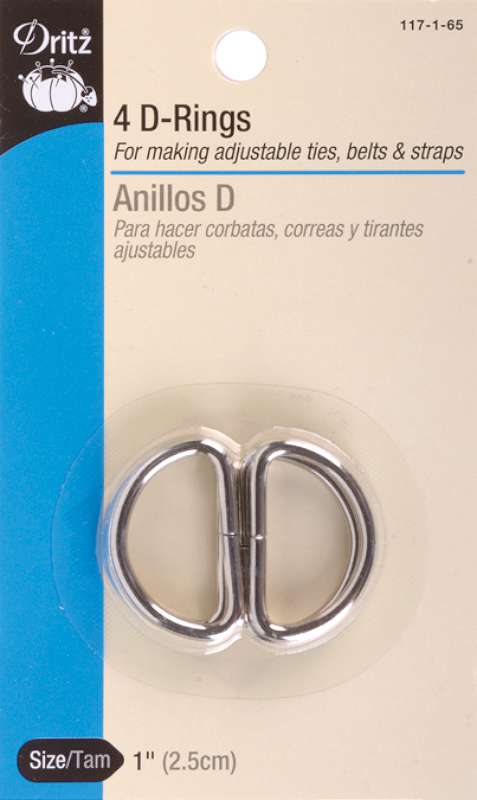 Metal "D" Rings 1" 4/Pkg Nickel