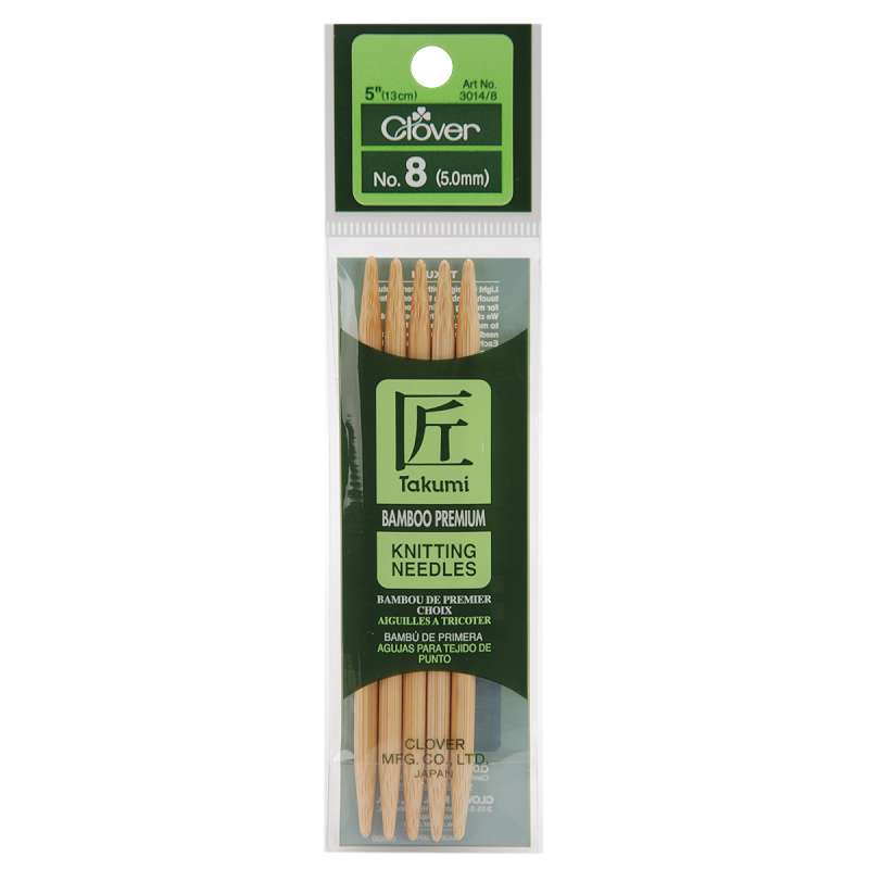 Takumi Bamboo Double Point Knitting Needles 5" 5/Pkg Size 8/5mm