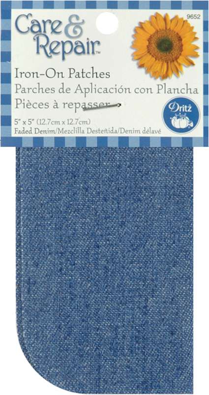 Iron-On Patches 5"X5" 2/Pkg Faded Denim