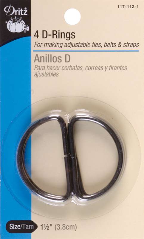 Metal "D" Rings 1-1/2" 4/Pkg Black