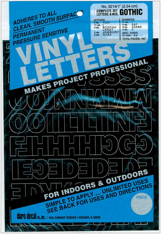 Permanent Adhesive Vinyl Letters & Numbers 1" 183/Pkg Black