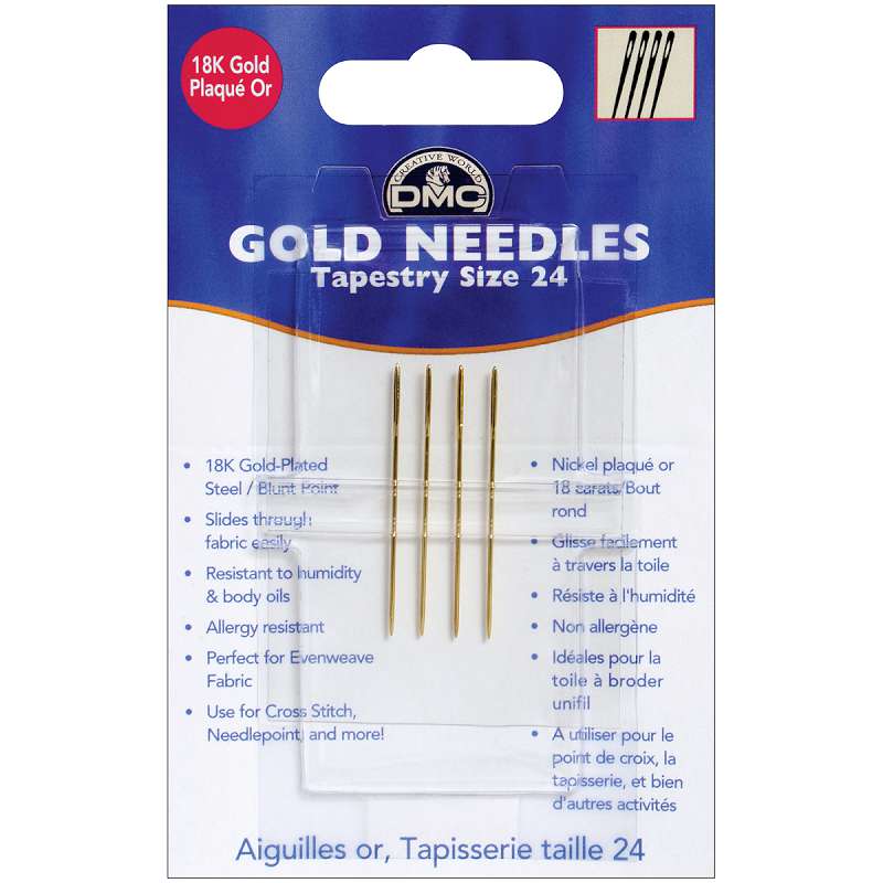 Gold Tapestry Hand Needles Size 24 4/Pkg